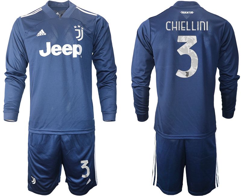 Men 2020-2021 club Juventus away long sleeves #3 blue Soccer Jerseys->juventus jersey->Soccer Club Jersey